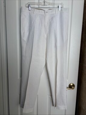 Men's Classic White Linen Dress Pants